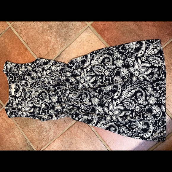 LOFT Navy & Cream Dress - Picture 2 of 3